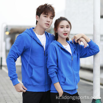 맞춤형 로고가 장착 된 Unisex Blank Pullover Zip Hoodies